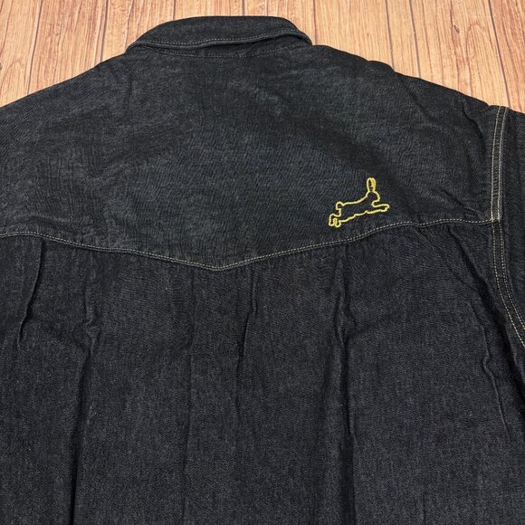 Levis Black Denim Western Shirt Oversized Fit Embroidered Heart Detail Size M - Picture 7 of 15